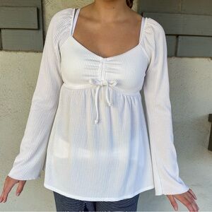 Francesca's Collections White Blouse with Tie Detail